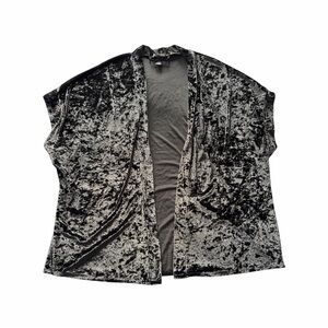 Victoria Secret Wmn’s XS/S Crushed Velvet Kimono Black Open Front Robe Coverup